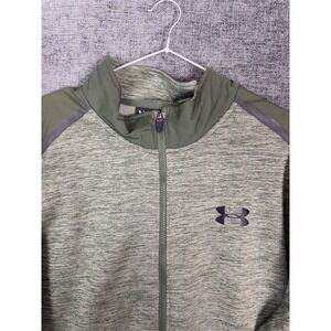 Under Armour Jacket Mens 2XL Green Full Zip Coldgear Loose Logo Outdoor Fleece